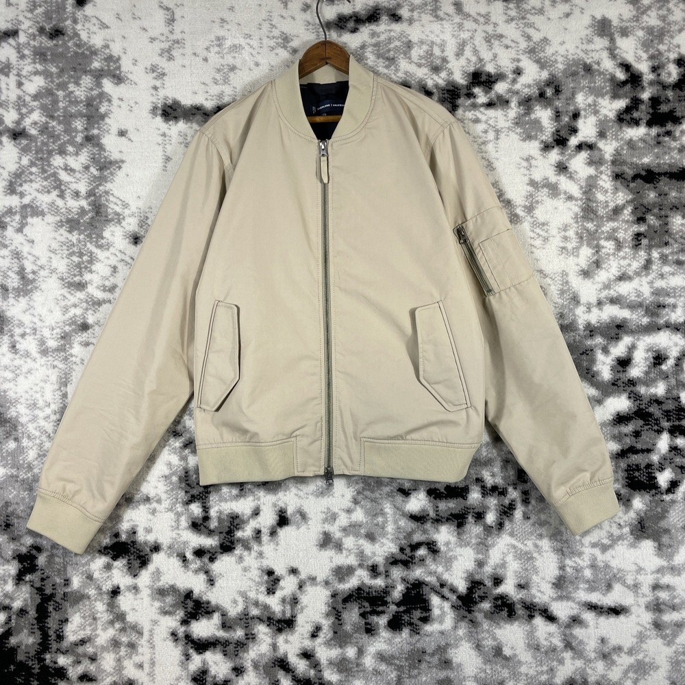 Everlane Uniform The Bomber Jacket Mens Size Medium Beige Full Zip Arm Pocket